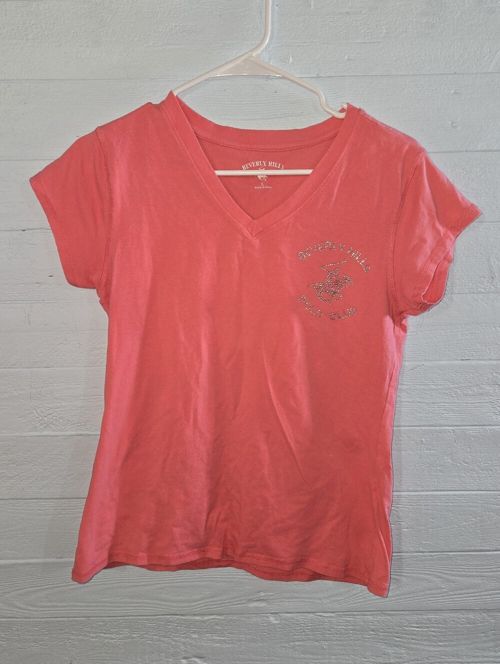 Beverly Hills Polo Club V-Neck Barbiecore Preppy Top Size Large